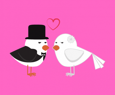 two birds getting married